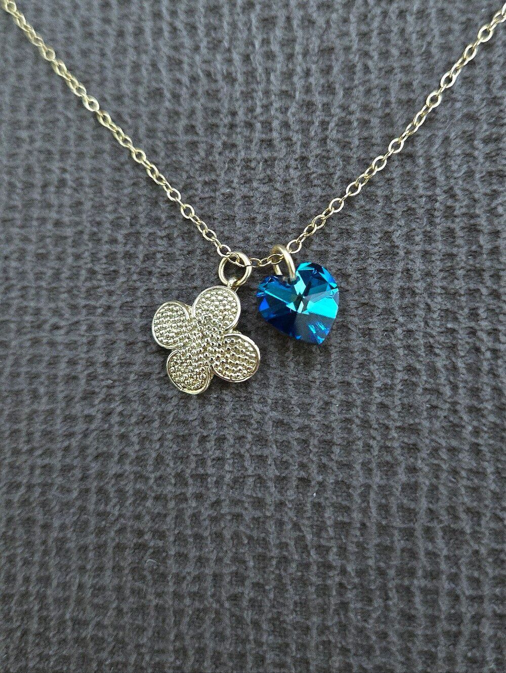 Deep Blue Swarovski Crystal💎 Heart💙 and Clover🍀 Charm Necklace - NWOT - Picture 16 of 16